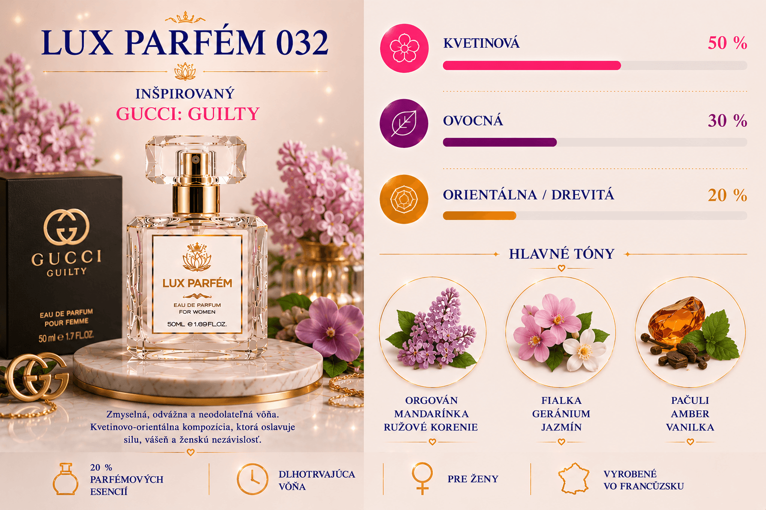 Lux Parfém 032 – Inšpirovaný Gucci: Guilty